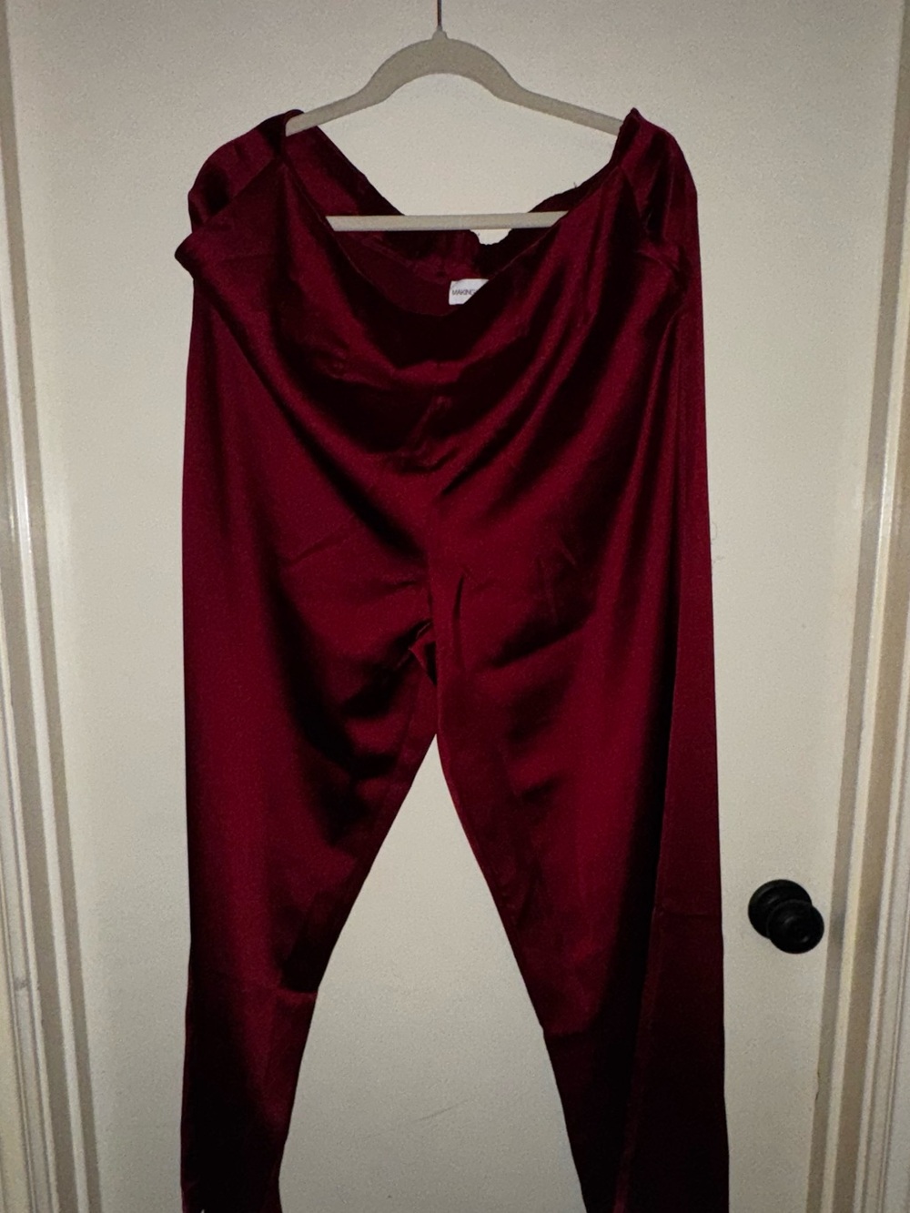 Satin Wide-Leg Pants in Deep Burgundy